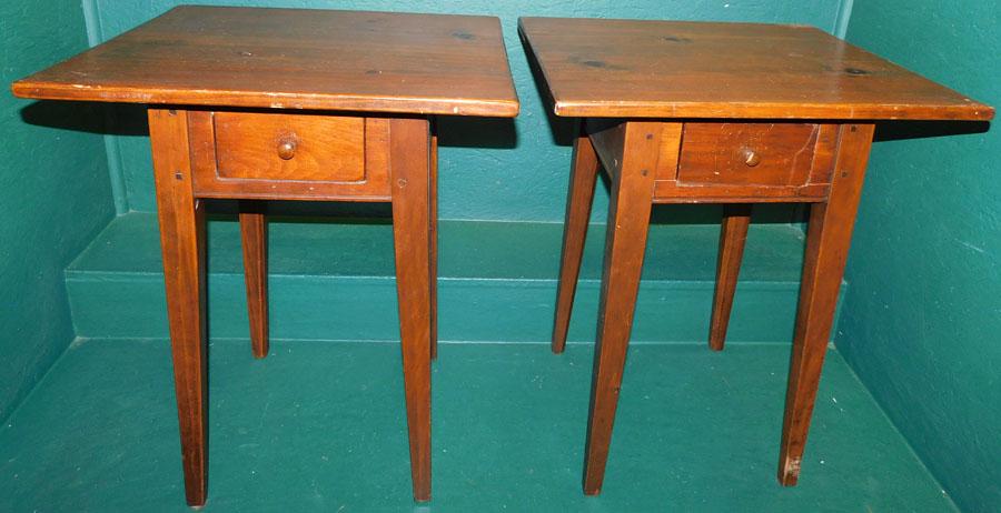 Pair Bench Made Pine One Drawer Taper Leg Stands (1 of 8)