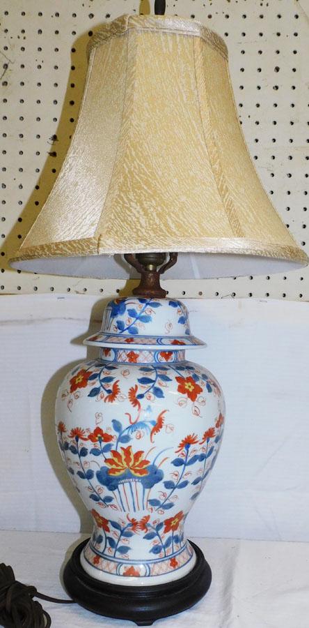 Oriental Porcelain Covered Urn Made Into Lamp (1 of 3)