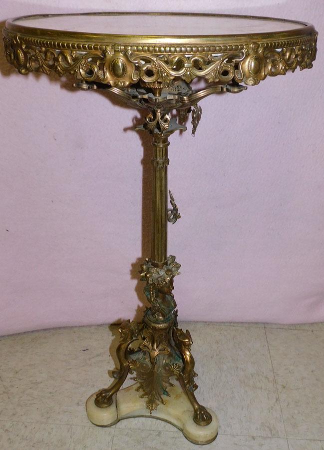 Gilded Bronze Marble Top Stand On Gargoyle Base (1 of 7)