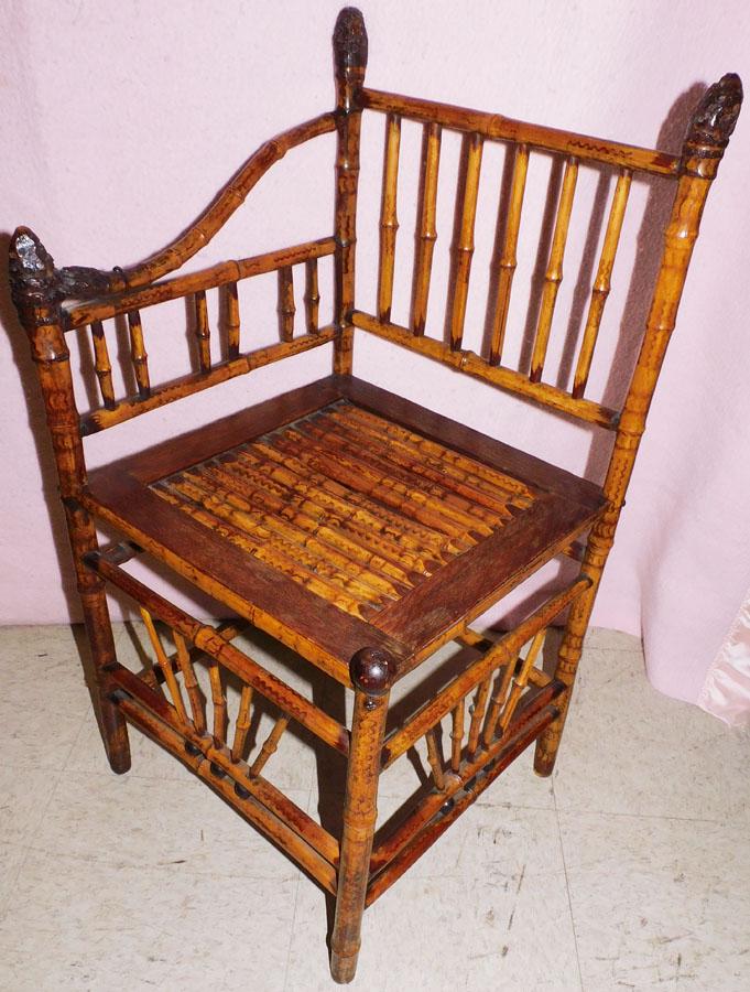 Antique Bamboo Corner Chair (1 of 4)