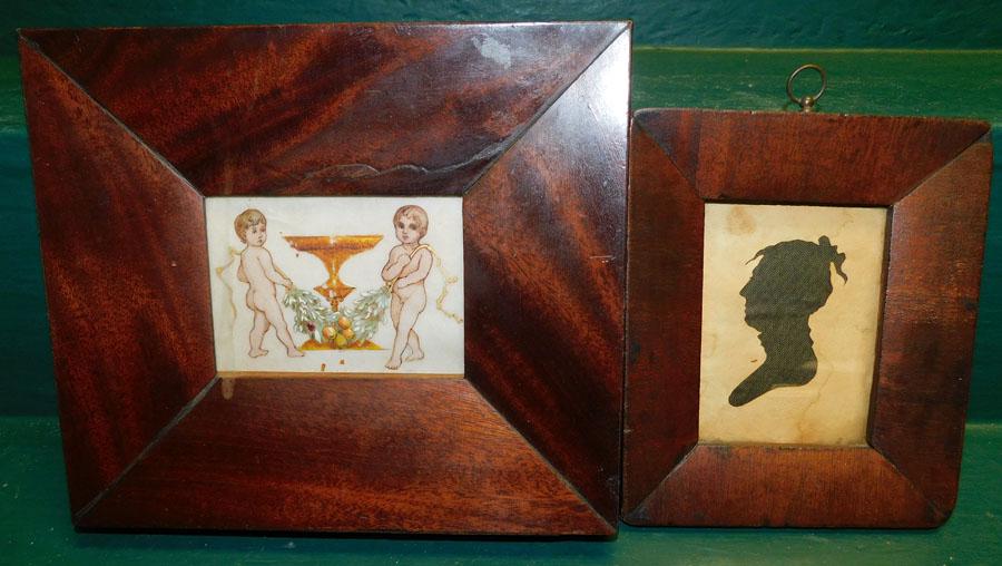 19th C Silhouette & Hand Colored Cherub Picture (1 of 5)
