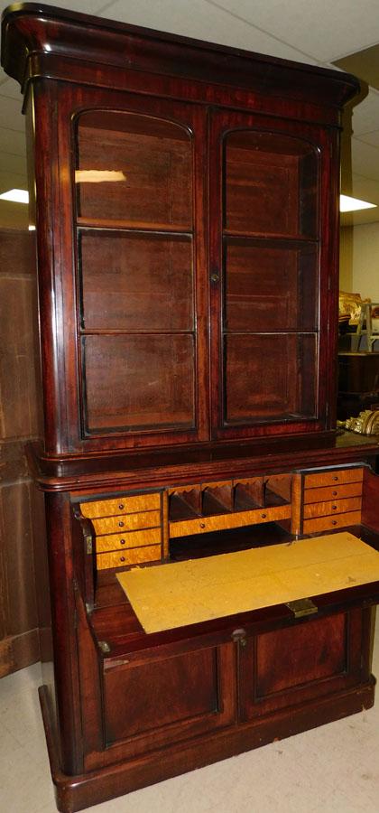19th C Mahogany 2 Pc Butlers Desk: 19th C Mahogany 2 Pc Butlers Desk. 47" W 22" D 93 1/2" H