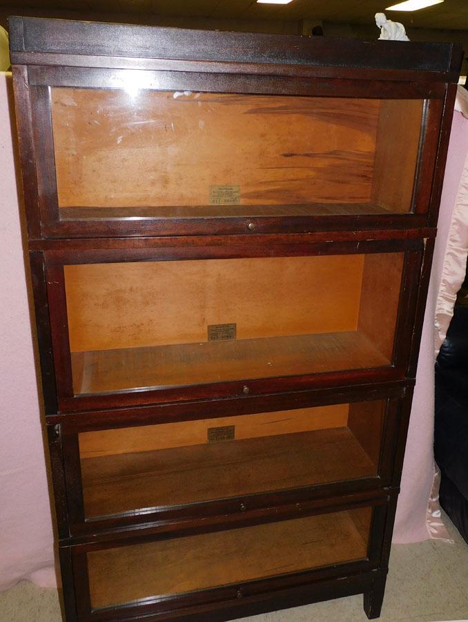 Walnut 4 Section Barrister Bookcase By Globe (1 of 3)