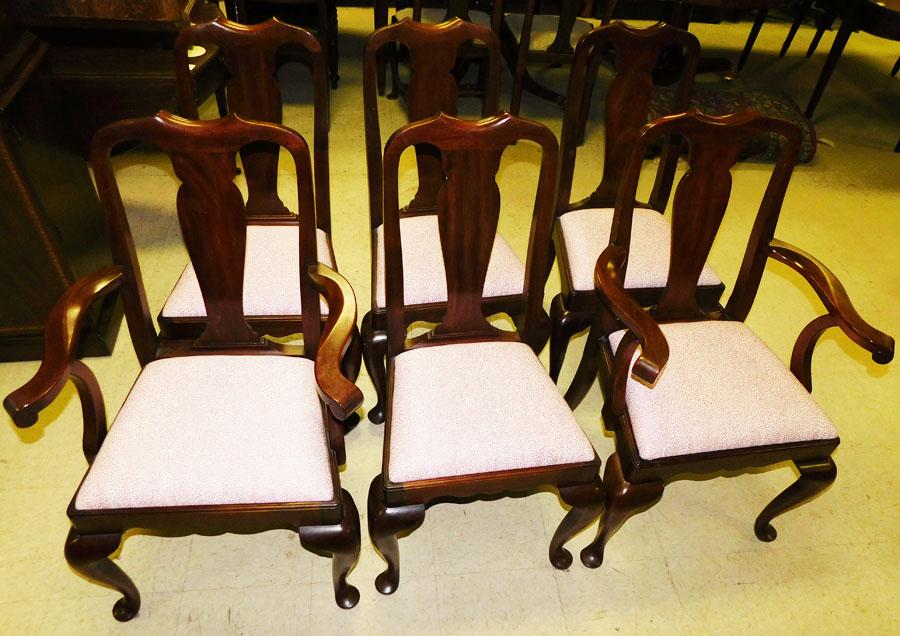 Set 6 Mahogany Queen Anne Henkel Harris Chairs (1 of 5)
