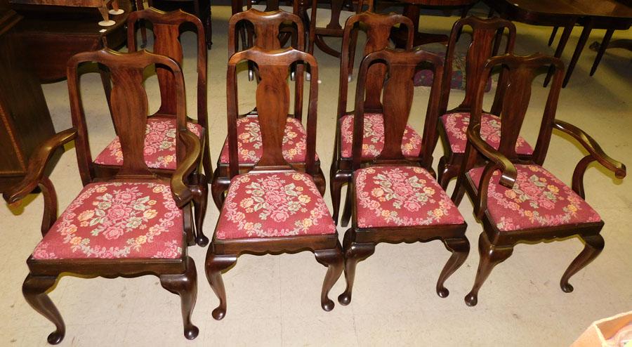 Set 8 Mahogany Queen Anne Henkel Harris Chairs (1 of 6)
