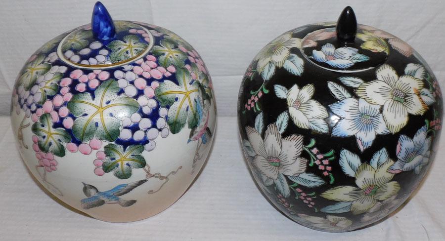 Two Painted Decorated Porcelain Ginger Jars (1 of 5)