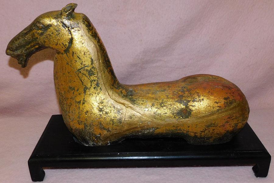 Gilded Metal Oriental Horse On Stand (1 of 4)