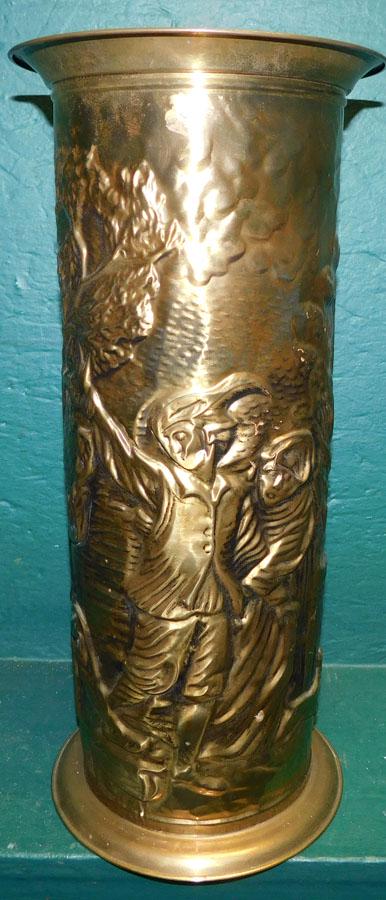 English Embossed Brass Umbrella Stand (1 of 7)