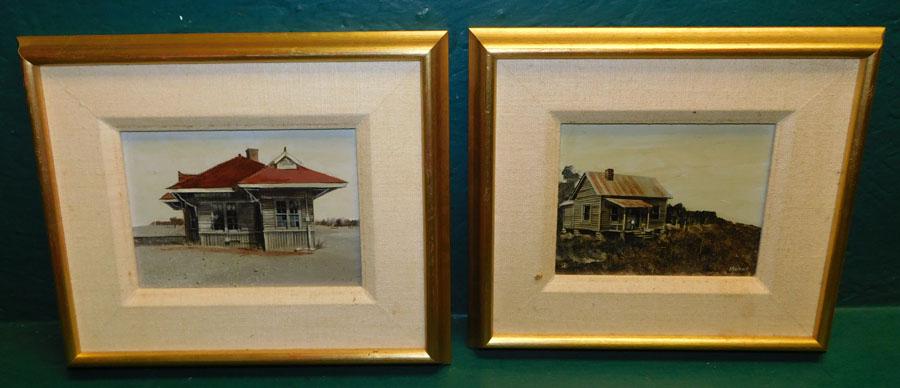 Two Oil on Board Country Store & House Scenes By Ann Mount (1 of 6)
