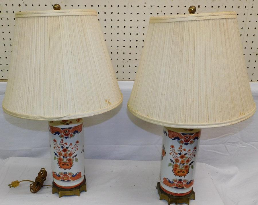 Pair Porcelain Vases Made Into Lamps (1 of 3)