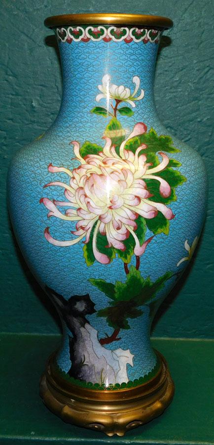 Large Cloisonné Vase On Bronze Stand (1 of 4)