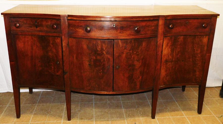 19th C Walnut & Heart Pine Bow Front Southern Sideboard - Signed E.R. McGinn (1 of 20)