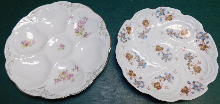 Two Porcelain Paint Decorated Oyster Plates (1 of 2)