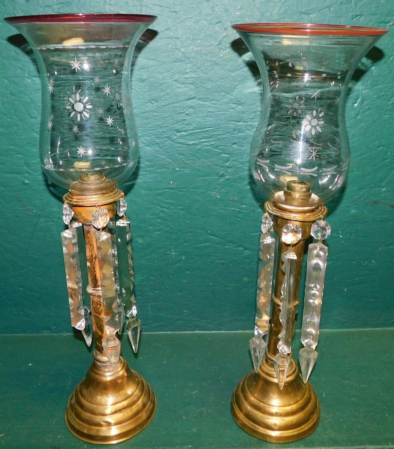 Pair Brass Prism Candle Stick Lamps (1 of 3)