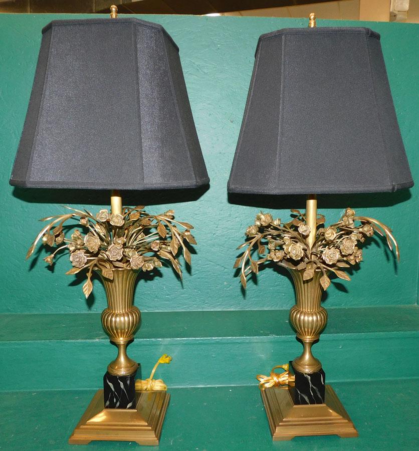 Pair Bronze & Marble Lamps (1 of 5)