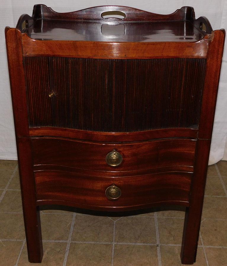19th C Mahogany English Tambour Door Commode (1 of 4)