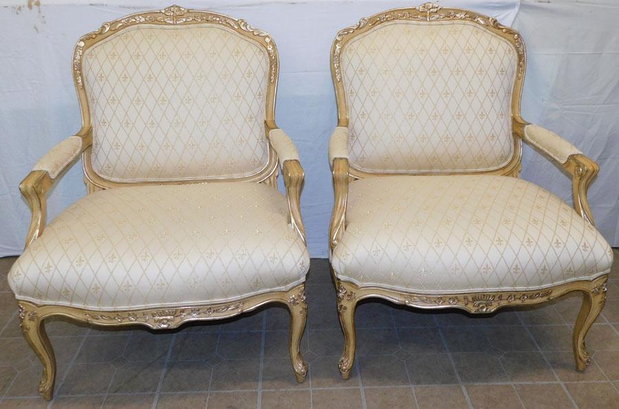 Pair Paint Decorated Oversized Fauteuils (1 of 8)