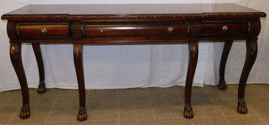 Century Mahogany Carved Banded Top 3 Drawer Sideboard (1 of 11)
