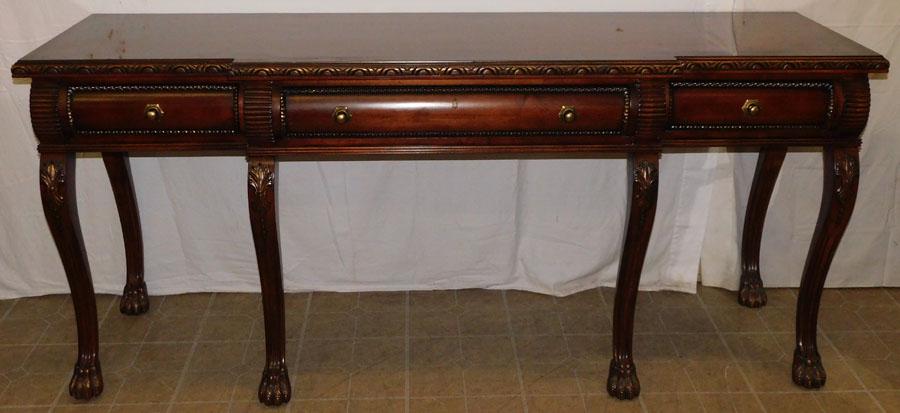 Century Mahogany Carved Banded Top 3 Drawer Sideboard (1 of 9)