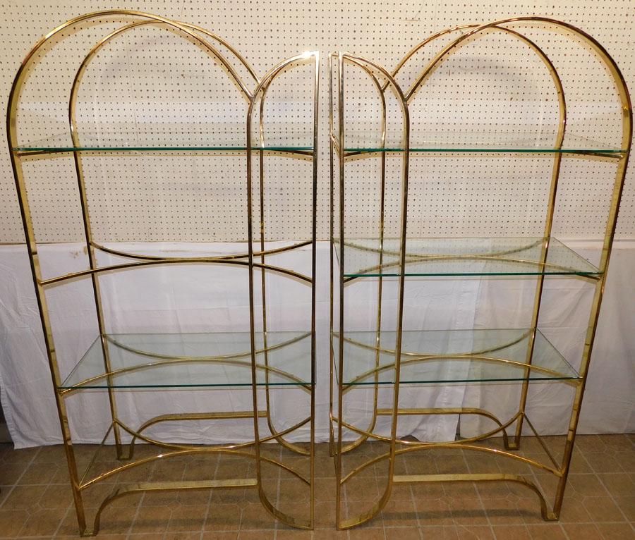 Pair Mid-Century Modern Chrome Etageres W/ 6 Glass Shelves (1 of 7)