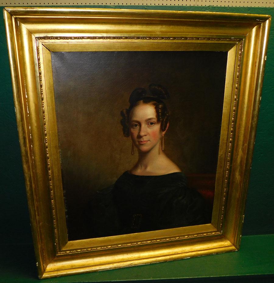 19th C Oil on Canvas Portrait Of Lady (1 of 6)