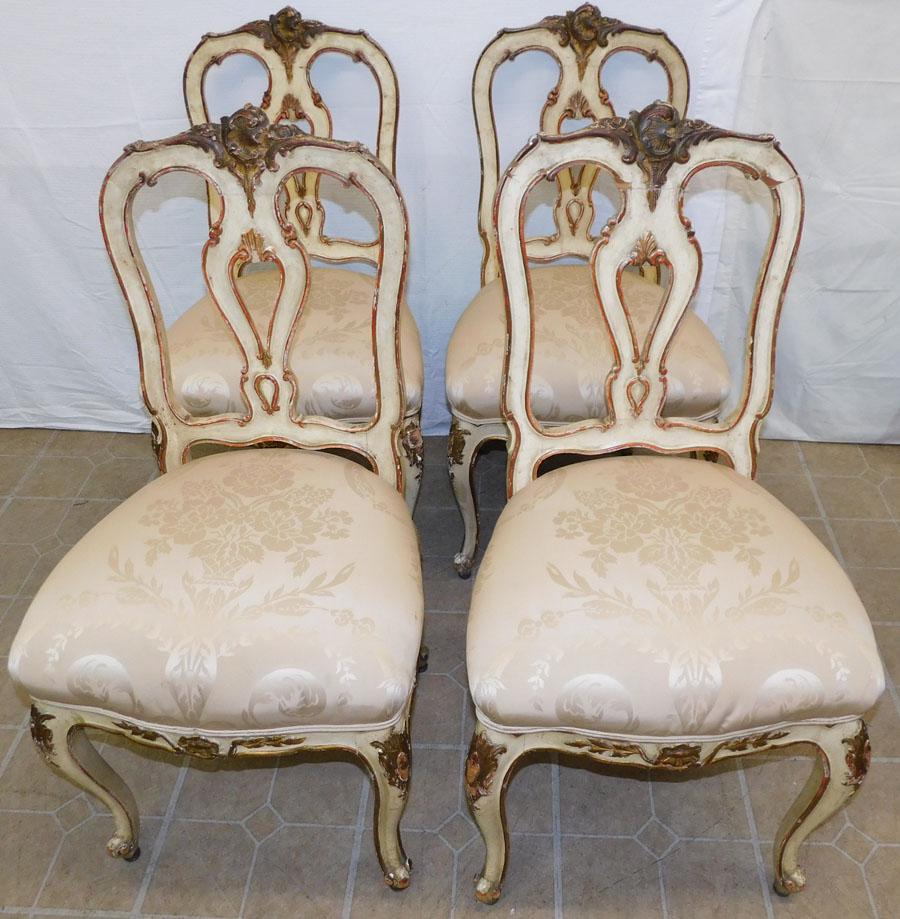 Set 4 Paint Decorated French Dining Chairs (1 of 4)