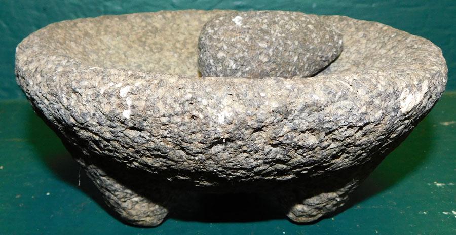 Primitive Stone Carved Mortar & Pestle (1 of 3)
