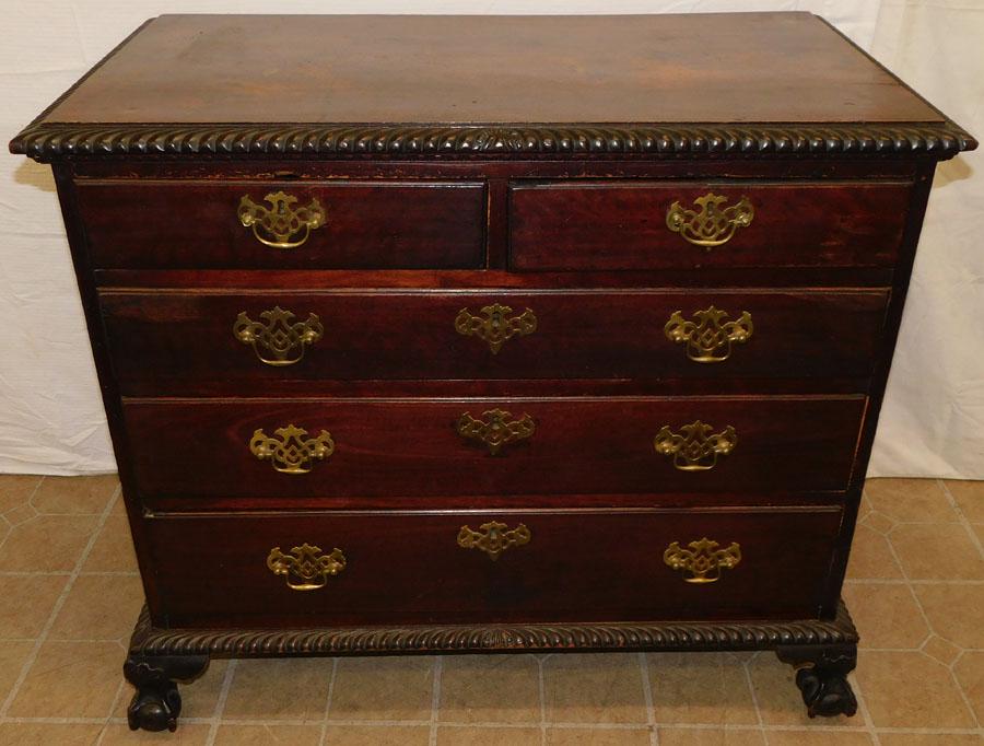 19th C Mahogany Carved 2/3 Bachelor's Chest (1 of 6)