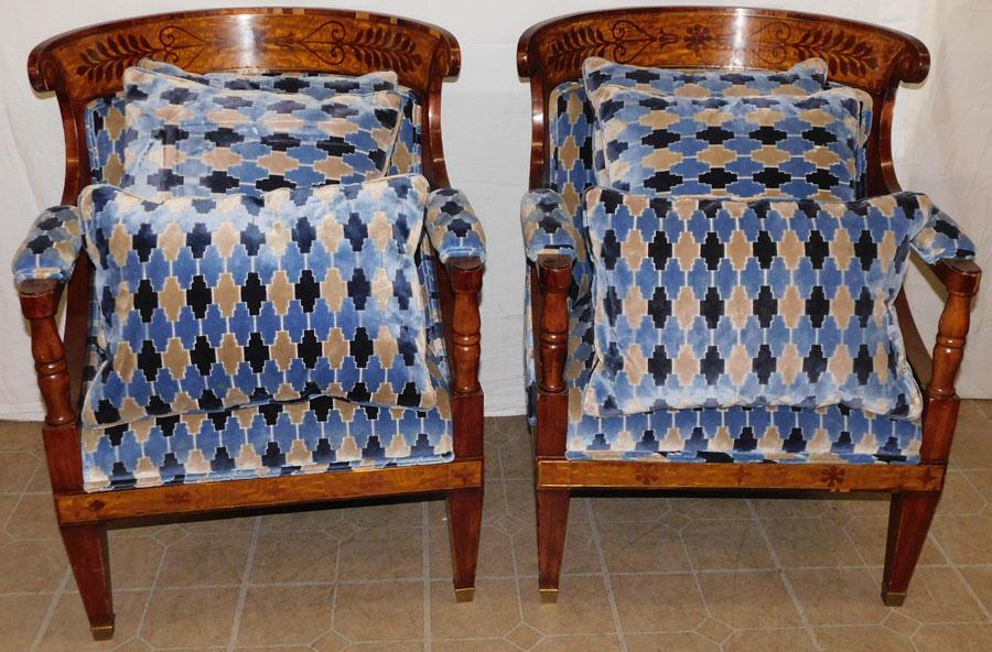 Pair Mahogany Inlay Barrel Back Arm Chairs (Some Veneer Loss) (1 of 9)