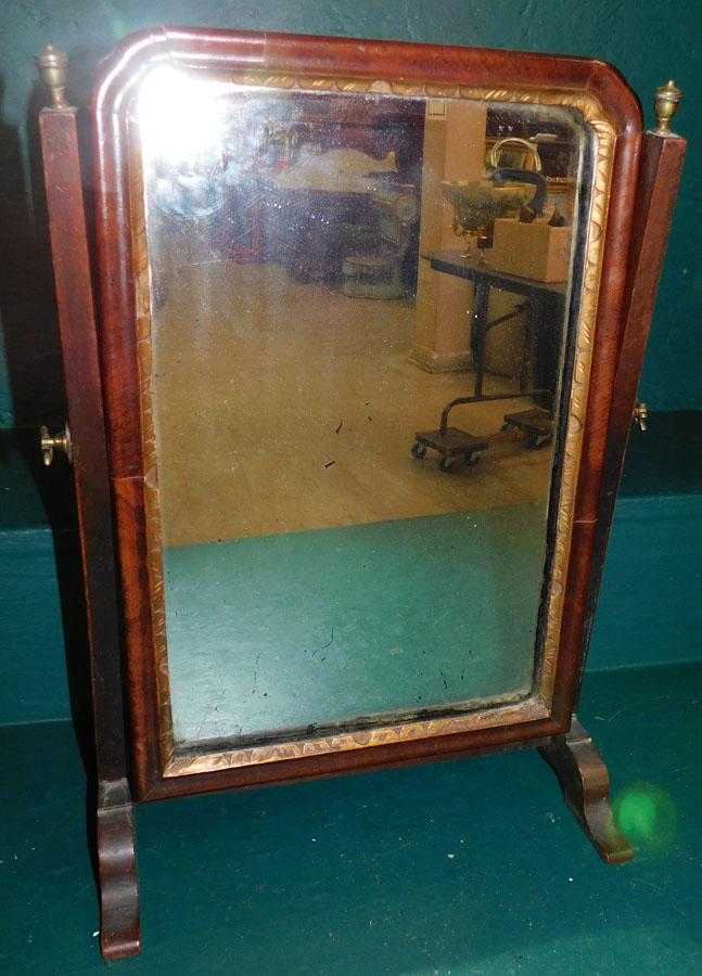 19th C Mahogany Shaving Mirror (1 of 2)