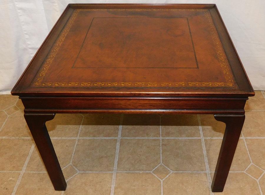 Mahogany Tooled Leather Top Tea Table (1 of 6)