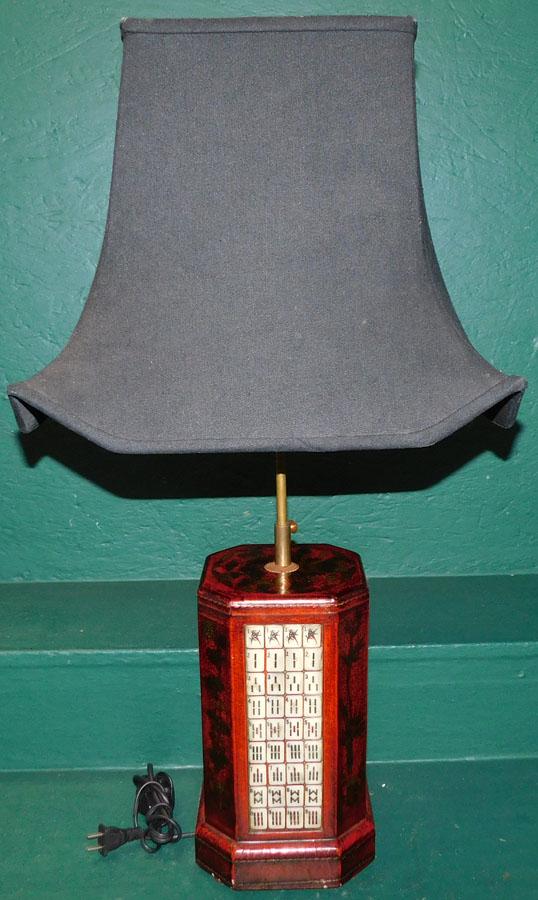Paint Decorated Oriental Mah Jong Lamp (1 of 4)