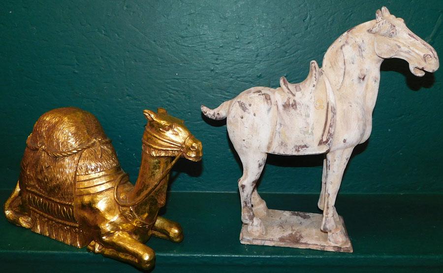 Gilded Resin Camel & Oriental Ceramic Horse (1 of 4)