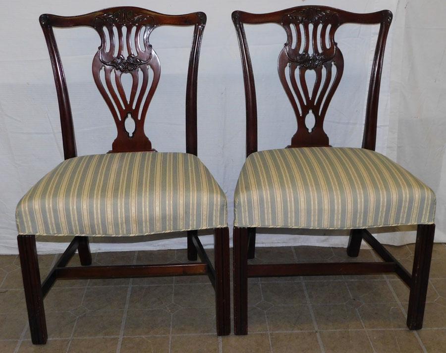 Pair Mahogany Carved Chippendale Side Chair (1 of 4)
