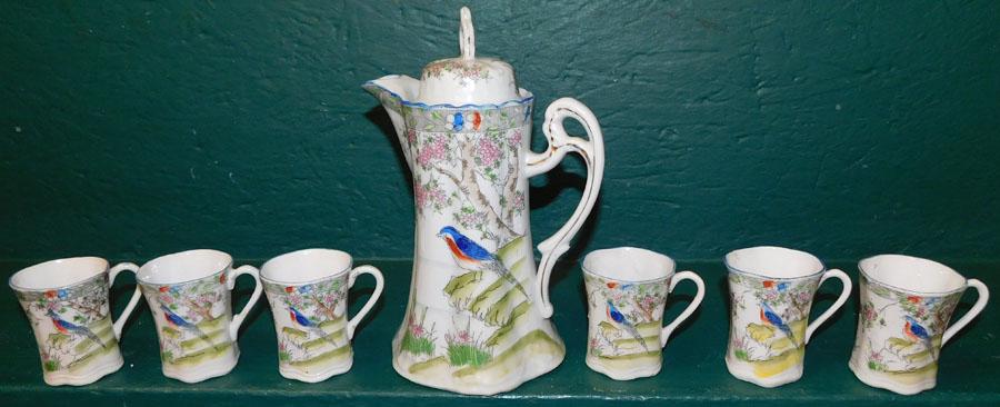 Paint Decorated Porcelain Chocolate Set (1 of 4)