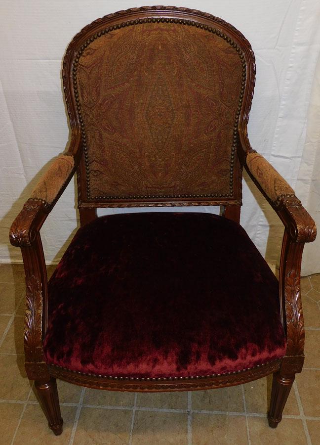 Walnut Carved French Style Arm Chair (1 of 6)