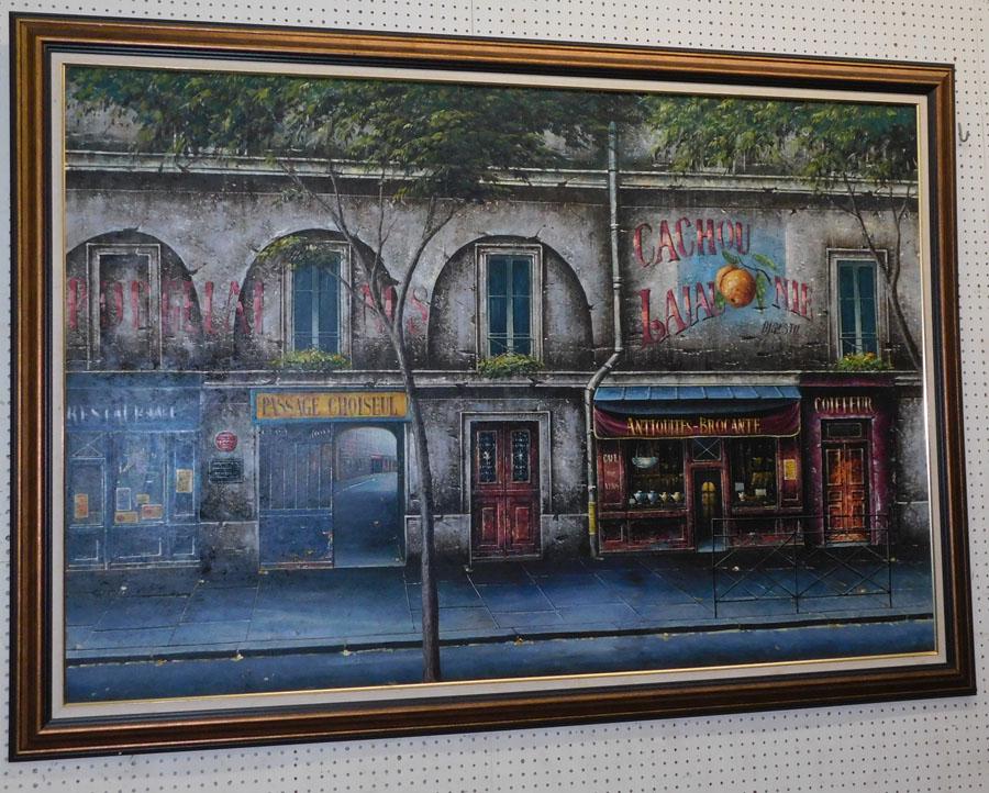 Large Oil on Canvas French Street Scene (1 of 5)