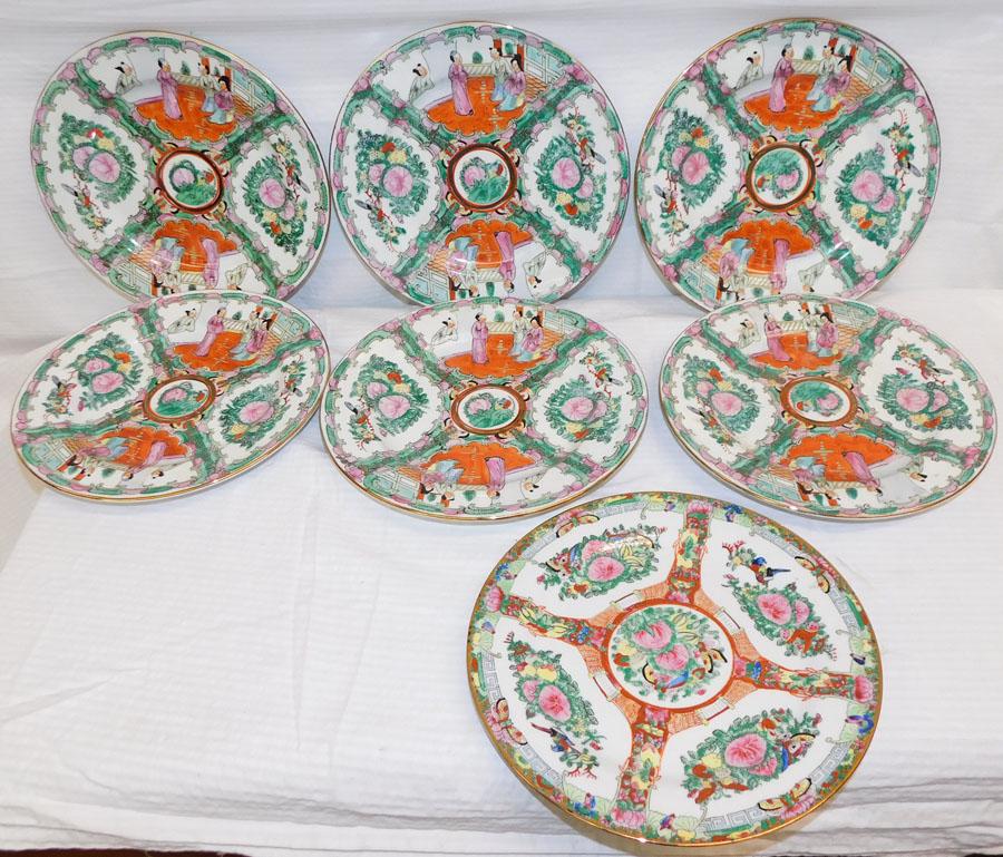 Lot 7 Rose Medallion Style Porcelain Plates (1 of 5)