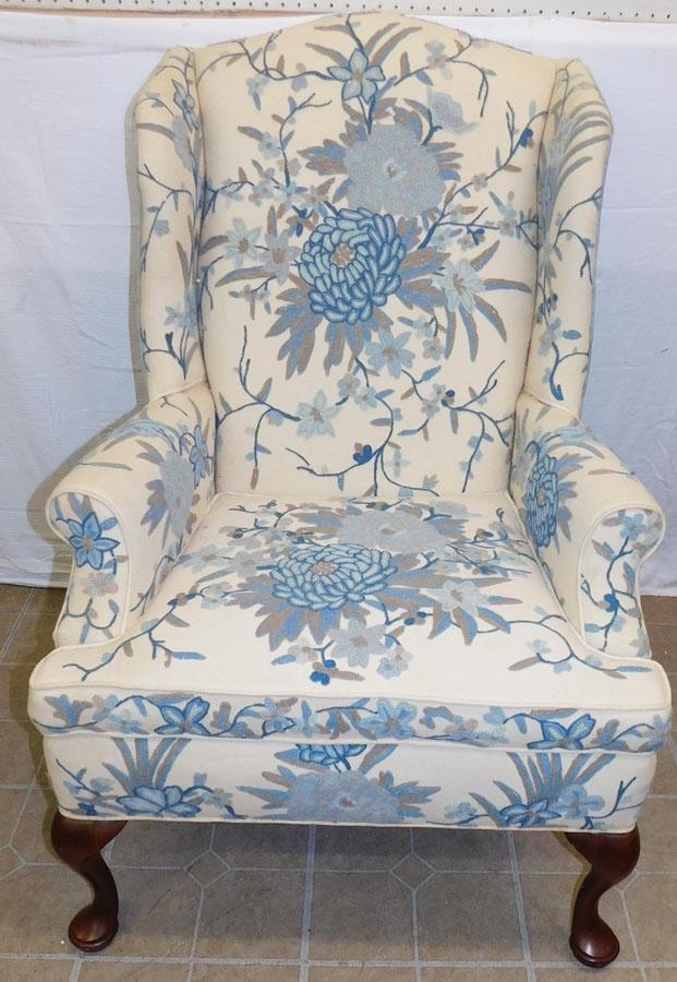 Queen Ann Wing Chair W/ Crewel Upholstery By PA House (1 of 9)