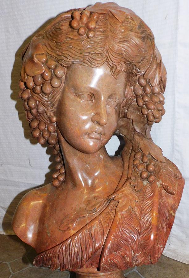 Marble Carved Bust Of Grecian Lady (1 of 4)