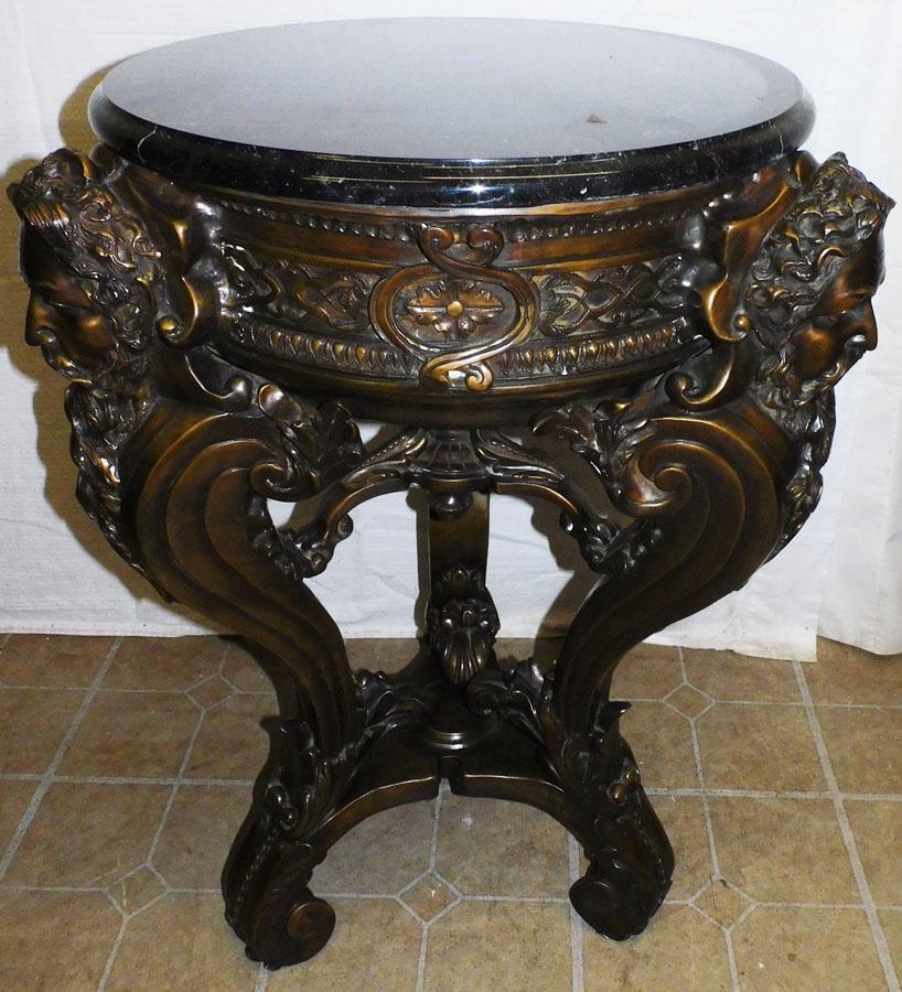 Cast Bronze Neoclassical Marble Top Stand (1 of 5)