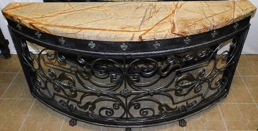 Painted Marble Top Demilune Console (1 of 4)