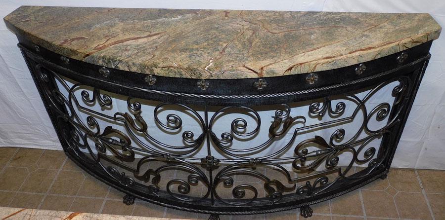 Painted Marble Top Demilune Console (1 of 2)
