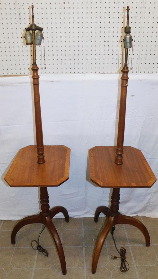 Pair Mahogany Inlay Floor Lamp Tables (1 of 3)