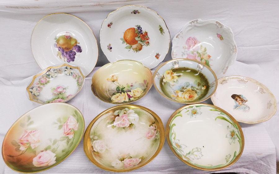 Lot Paint Decorated Porcelain Bowls & Chargers (1 of 7)