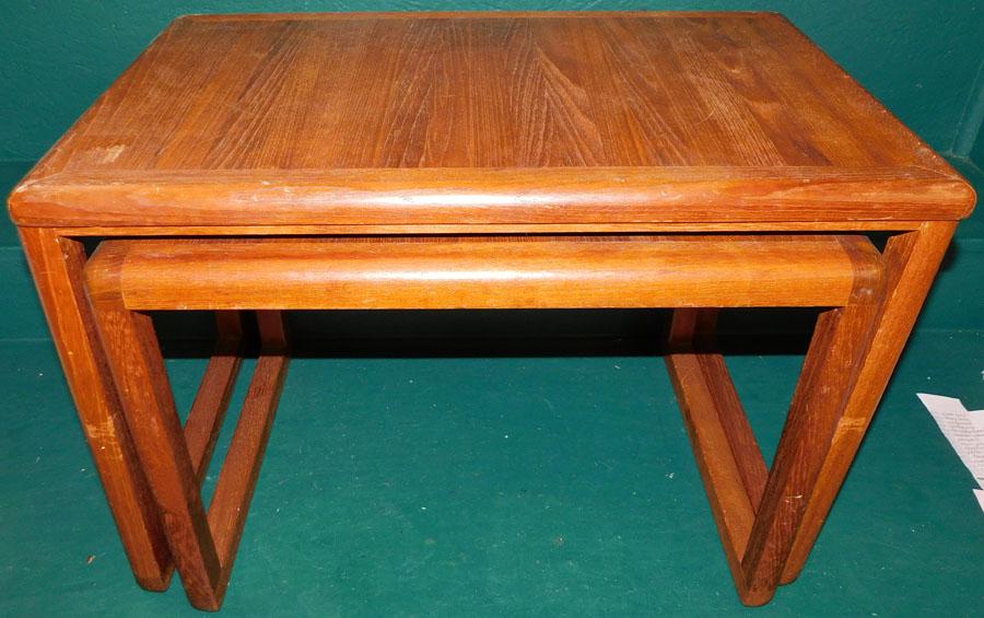 Two Teakwood MCM Nesting Tables W/ 1 Tray Top (1 of 2)