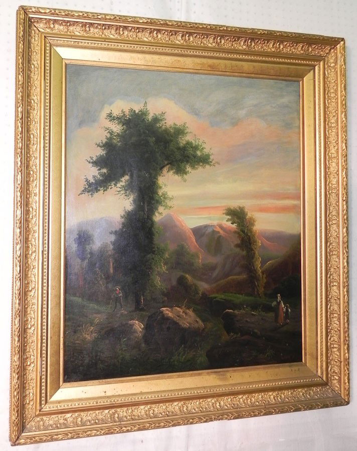 Oil on canvas painting signed Klaus Senger: 37" x 43" oil on canvas painting signed Klaus Senger. Originated from Firestone Mansion in Palm Beach, later from the Hicks estate in Goldsboro.