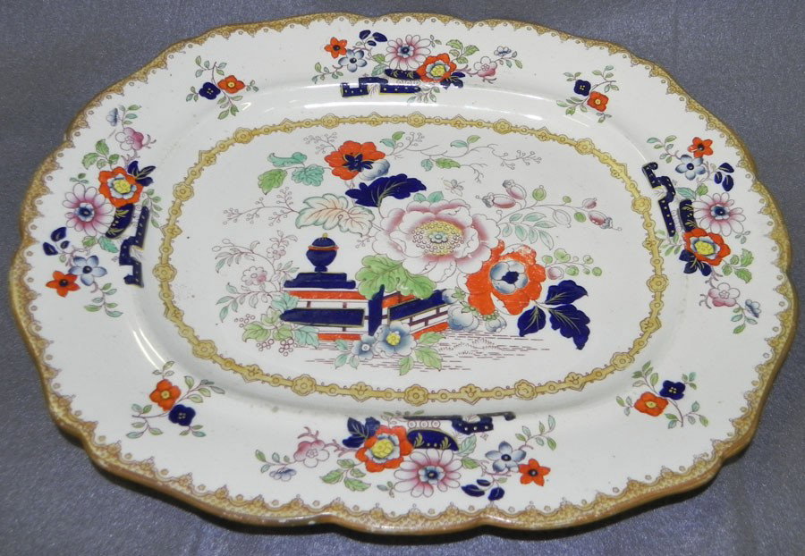 "Real Ironstone" hand painted platter. : "Real Ironstone" hand painted platter. 10 1/4" x 12 1/2".