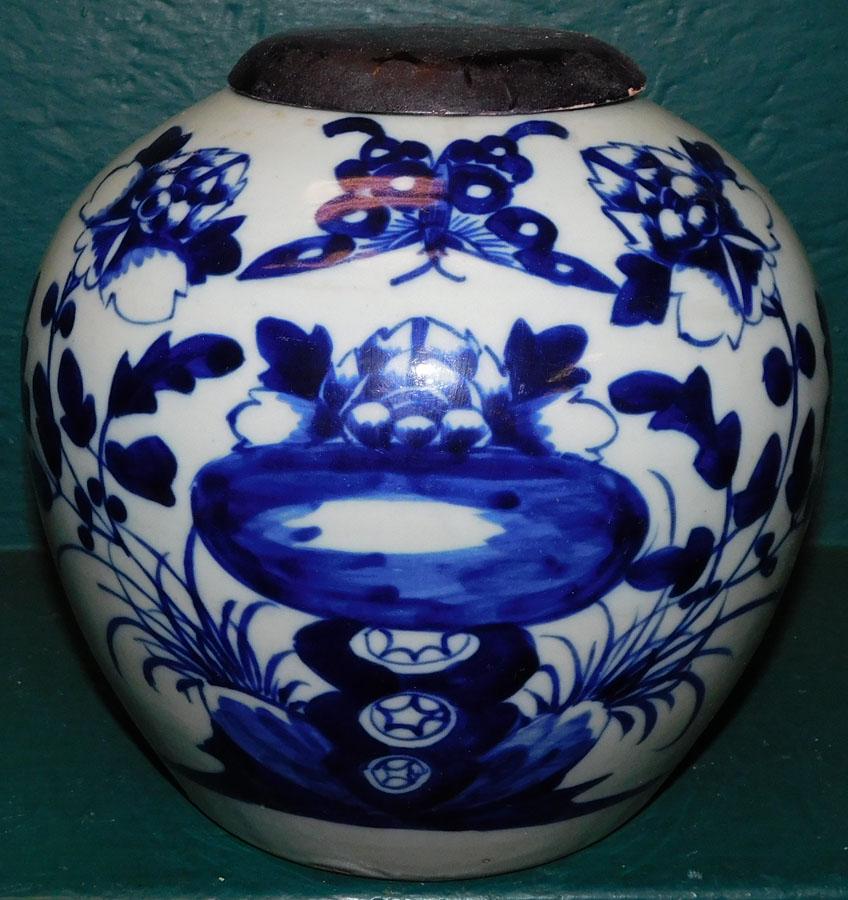 Antique Oriental Blue & White Ginger Jar (1 of 3)