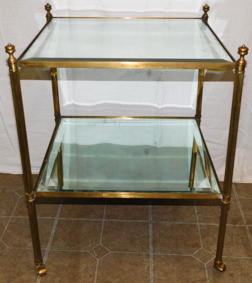 Two Tier Brass & Mirror Stand (1 of 2)